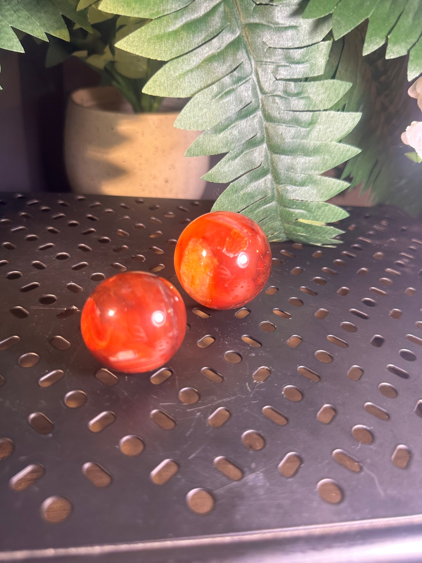 Carnelian Crystal Palm Spheres