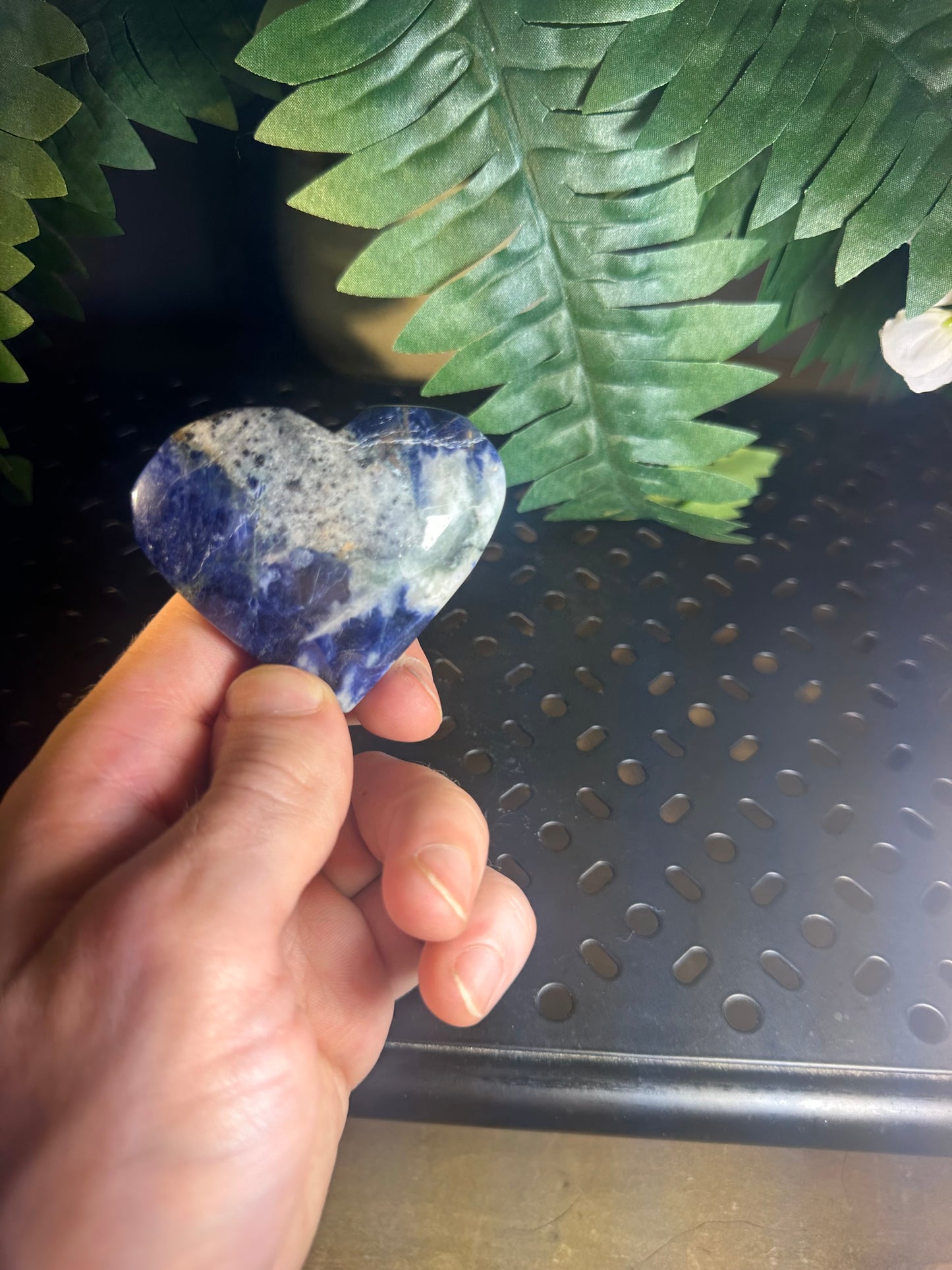 Sodalite Crystal Heart Palmstone