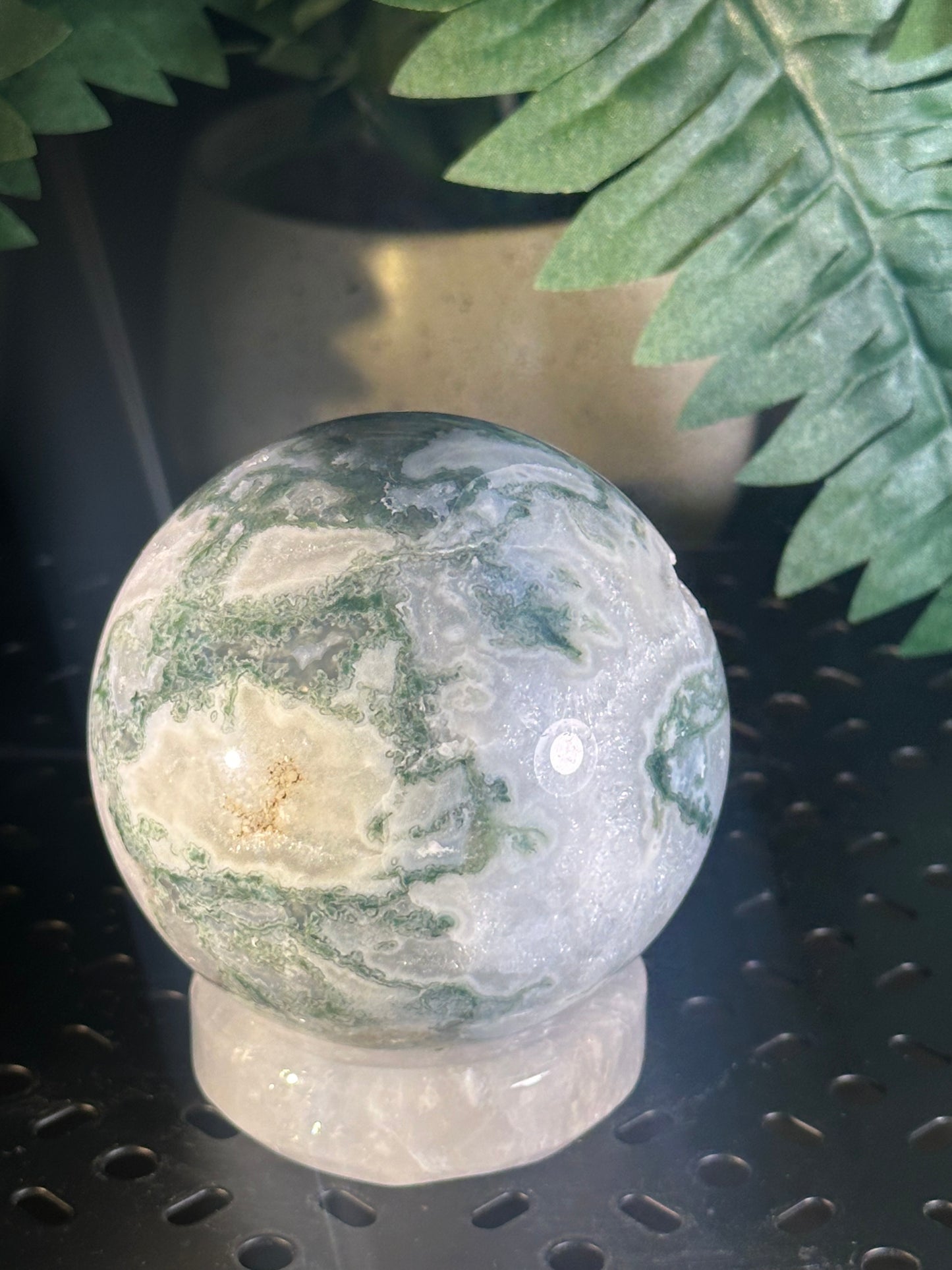 Druzy Moss Agate Crystal Sphere