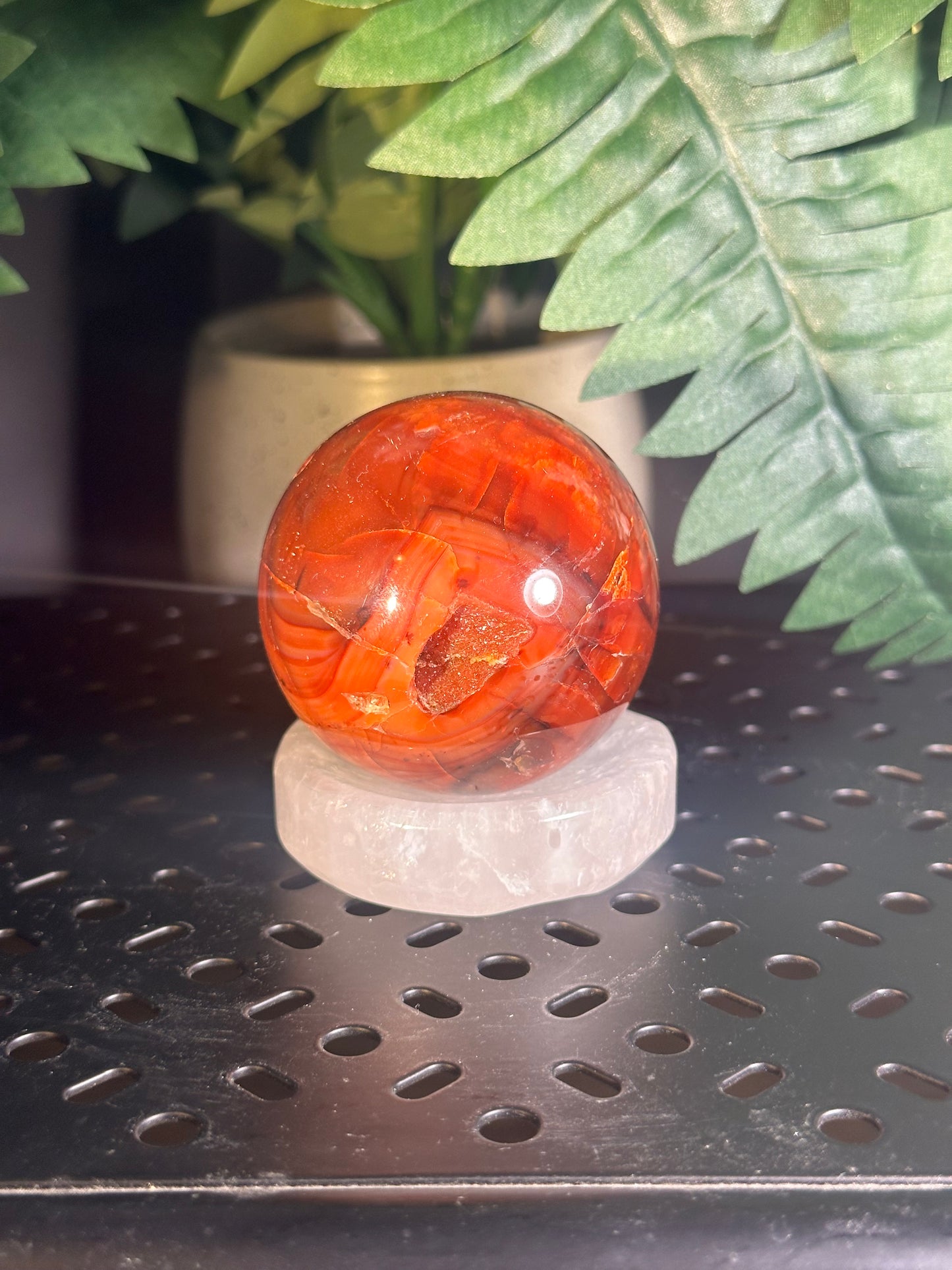 Carnelian Druzy Crystal Sphere