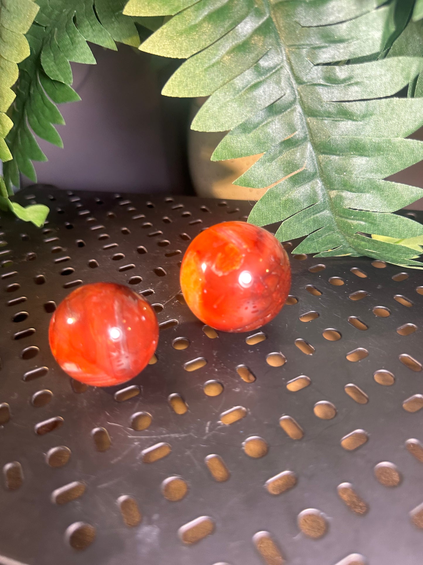 Carnelian Crystal Palm Spheres