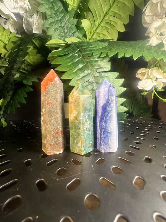 Calcite-Bloodstone-Aventurine 3pc. Crystal Obelisk Pack