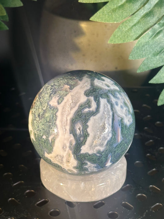 Moss Agate Crystal Sphere