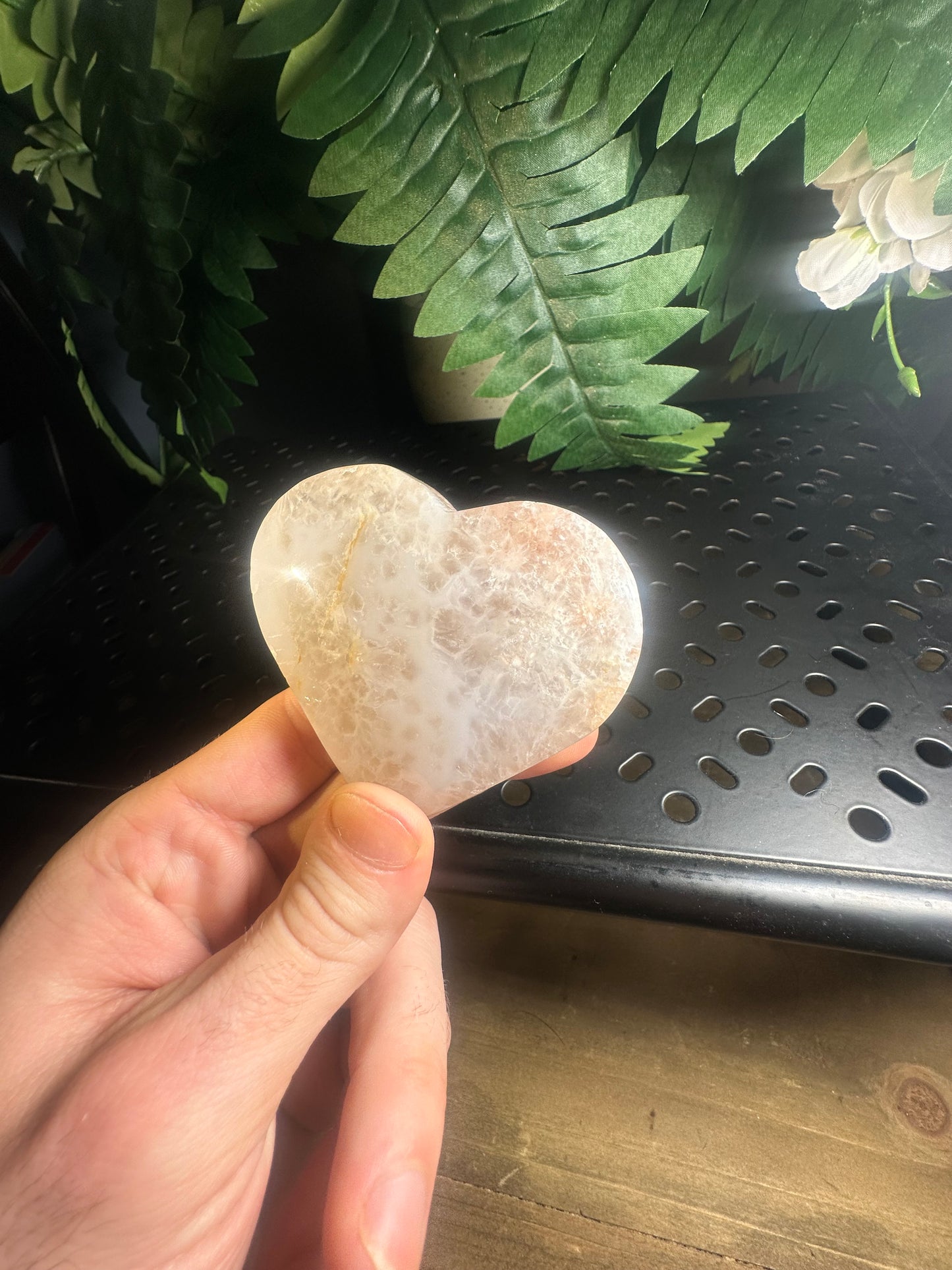 Flower Agate Crystal Heart