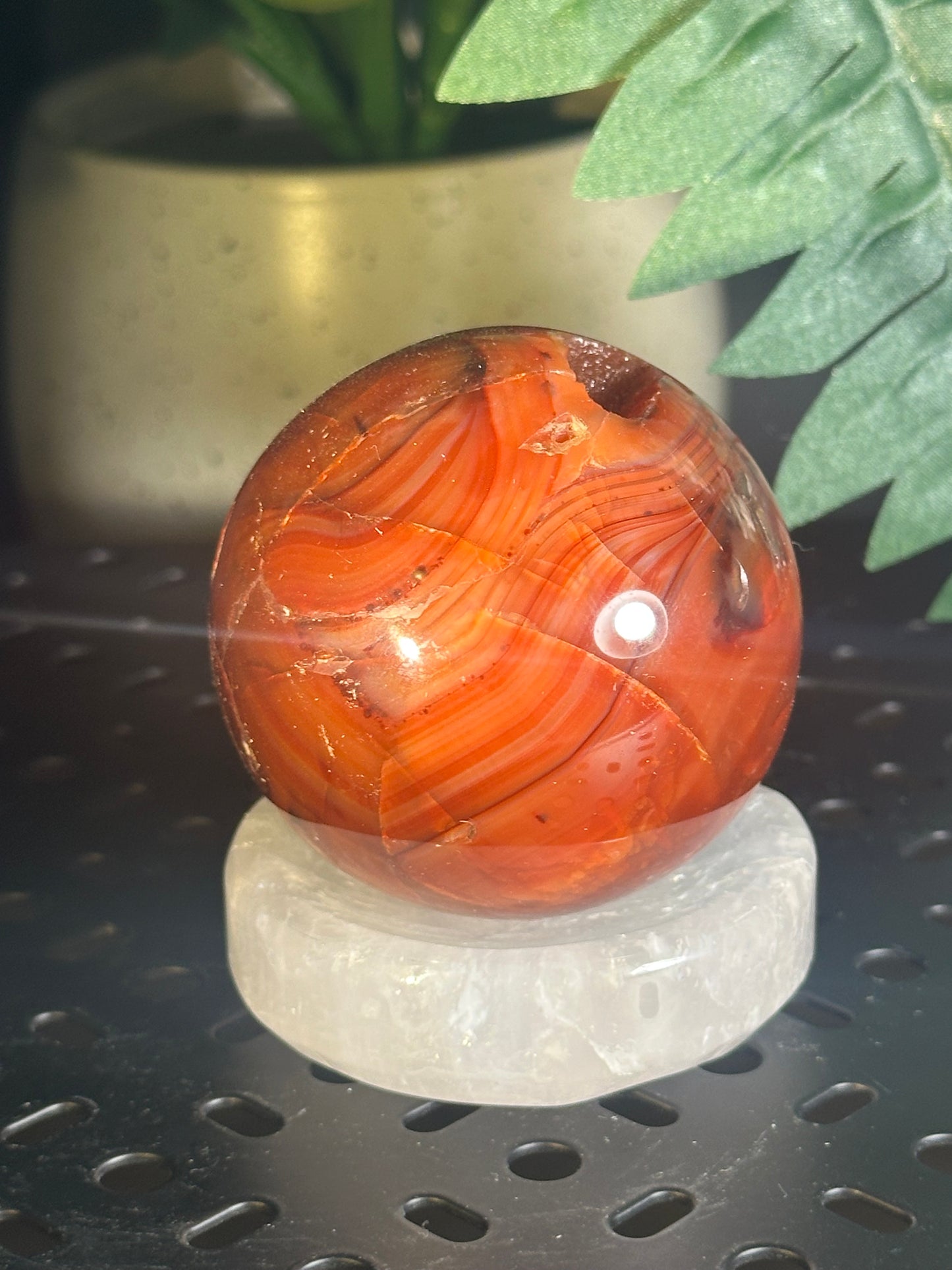 Carnelian Druzy Crystal Sphere