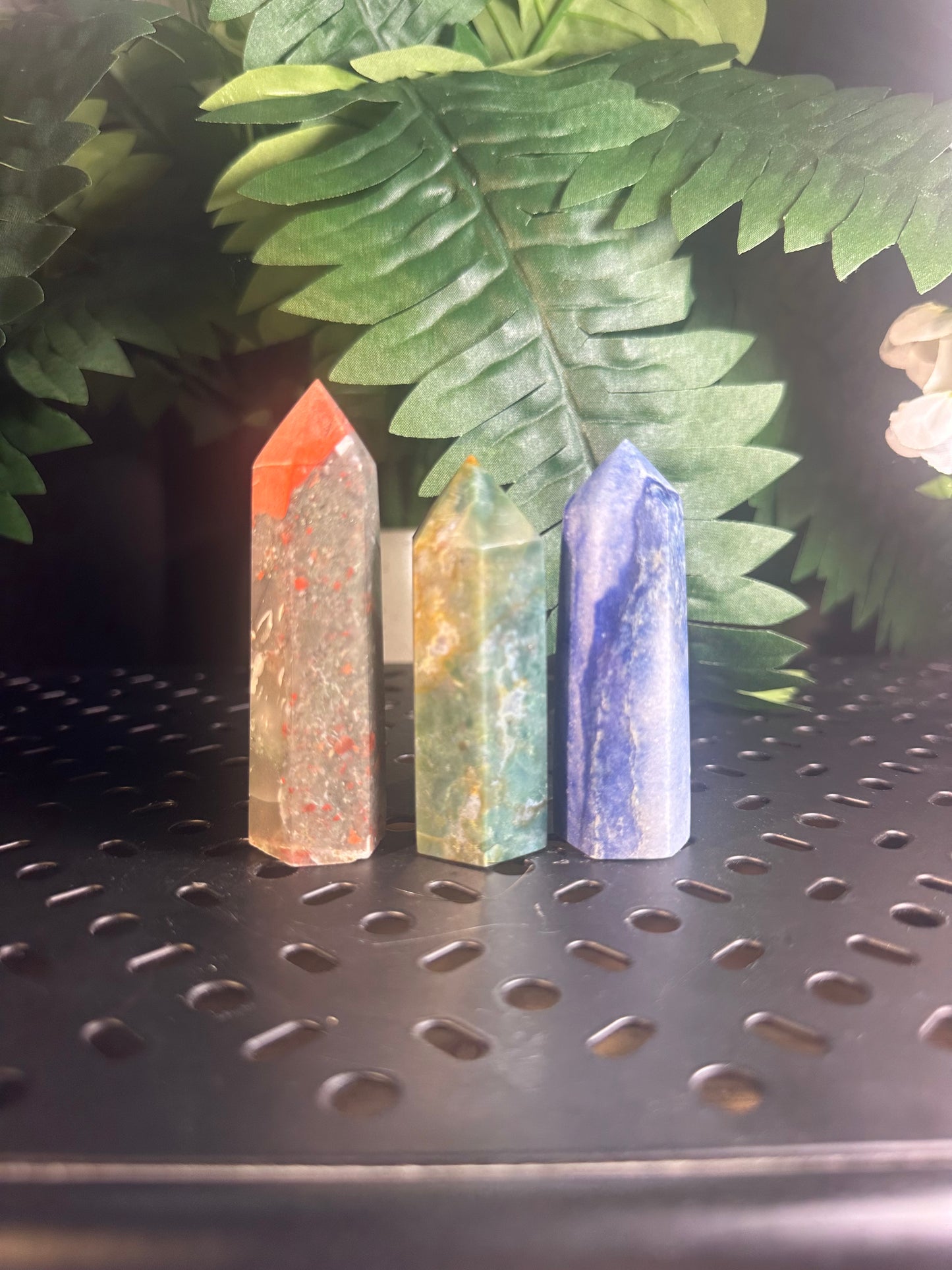 Calcite-Bloodstone-Aventurine 3pc. Crystal Obelisk Pack