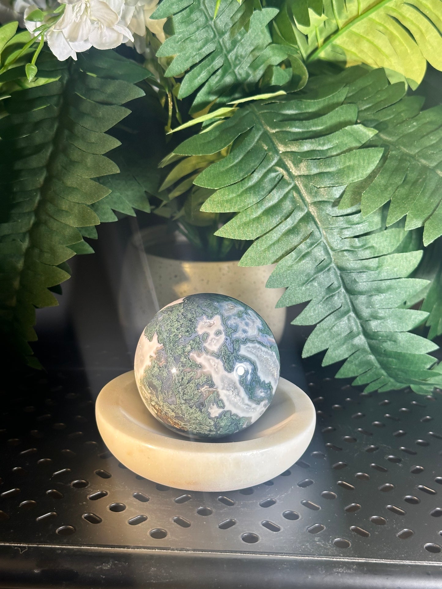 Moss Agate Crystal Sphere