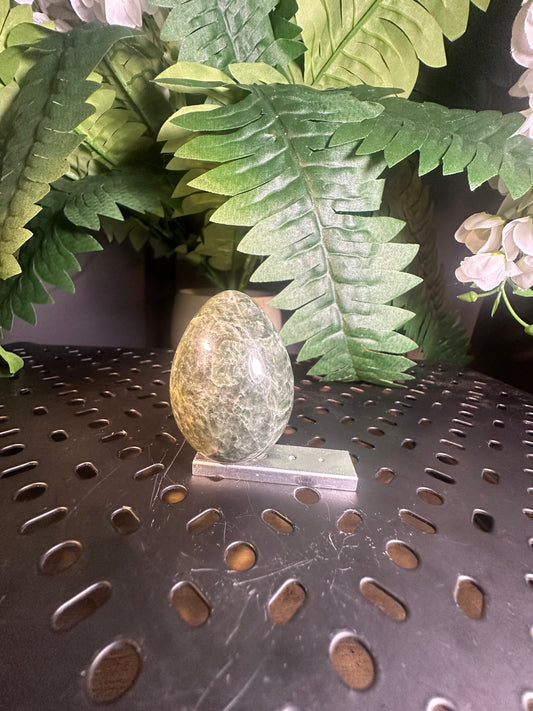 Serpentine Crystal Egg Sculpture