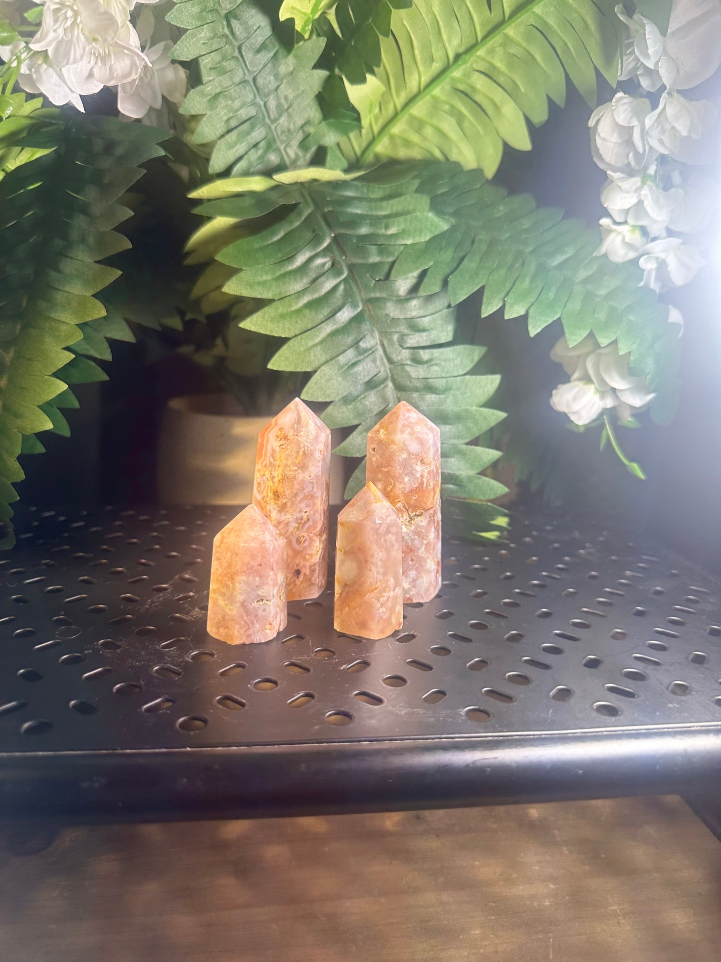 Flower Agate 4pcs. Crystal Obelisk Package