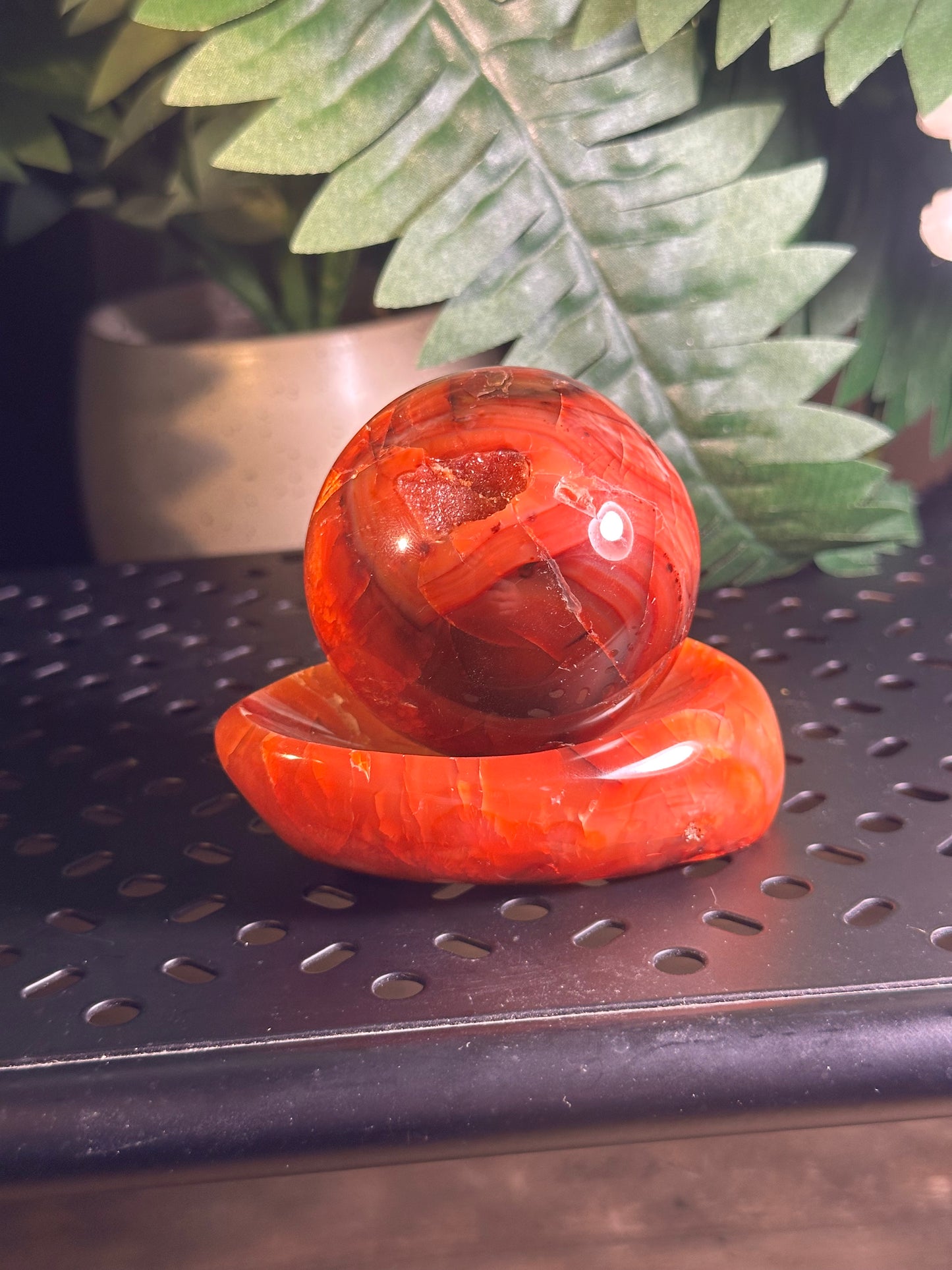 Carnelian Druzy Crystal Sphere