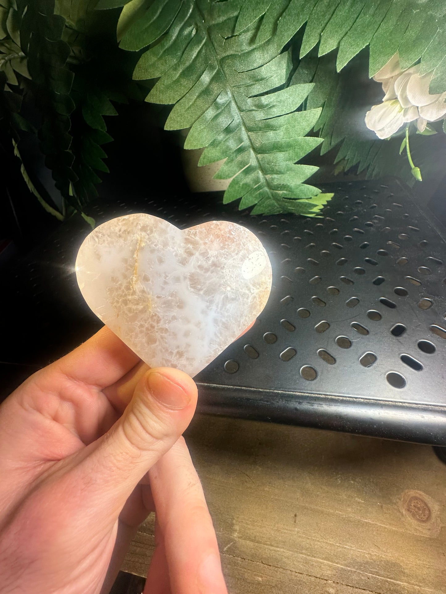 Flower Agate Crystal Heart