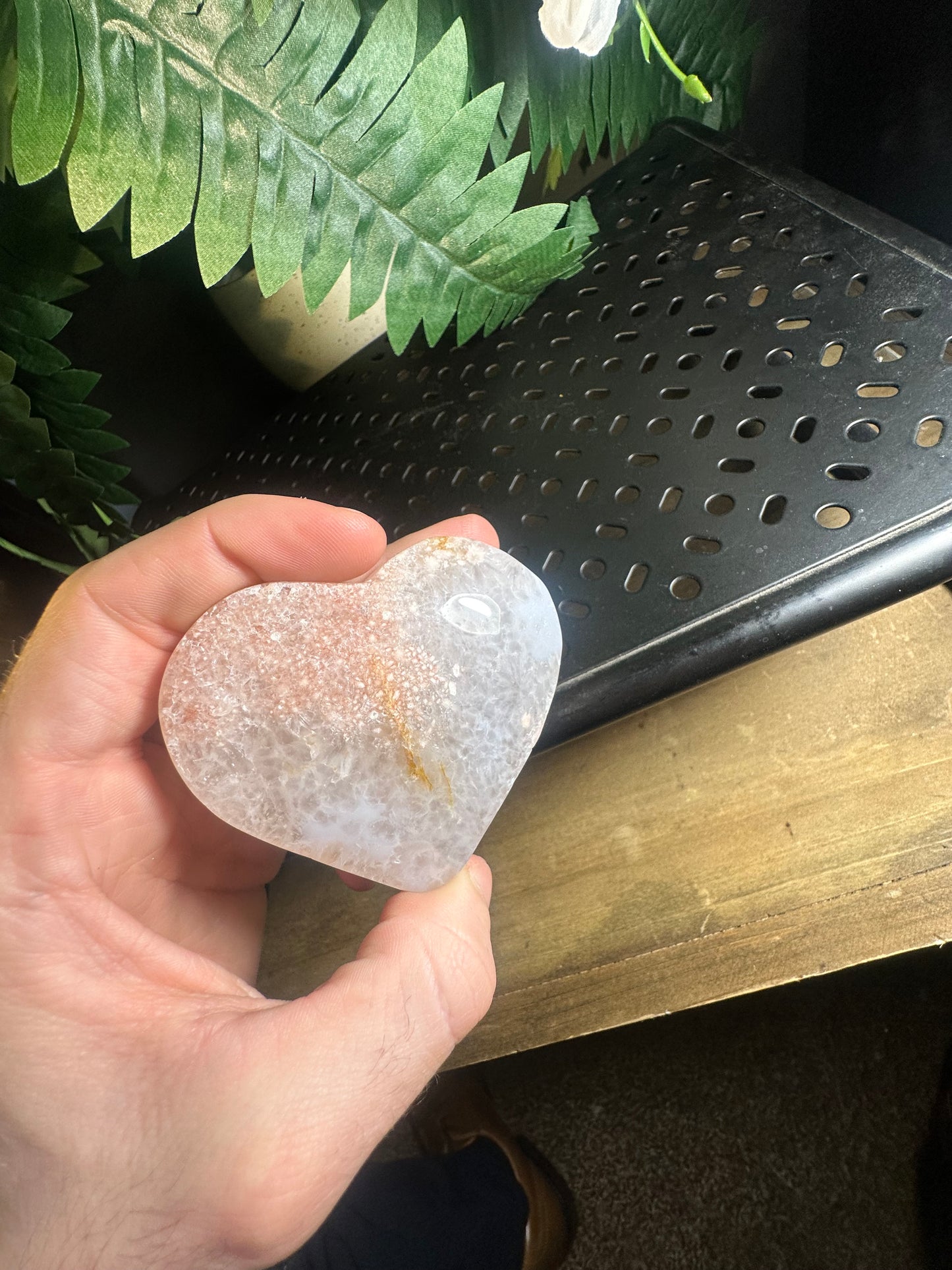 Flower Agate Crystal Heart