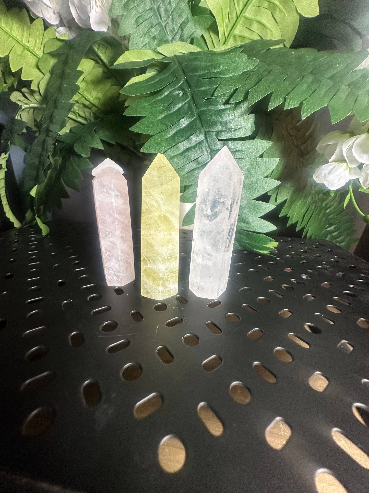 Clear & Rose Quartz + Citrine 3pcs. Crystal Obelisk Pack