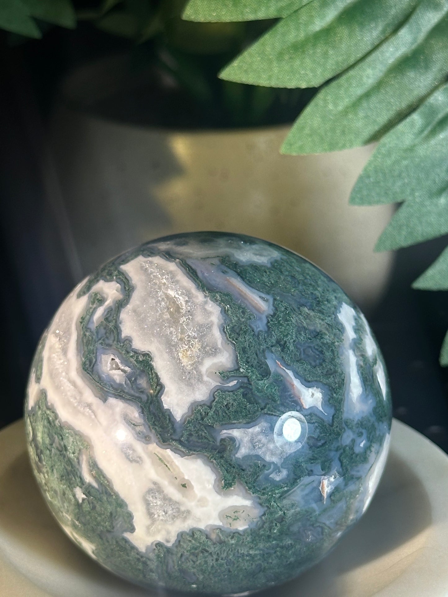 Moss Agate Crystal Sphere