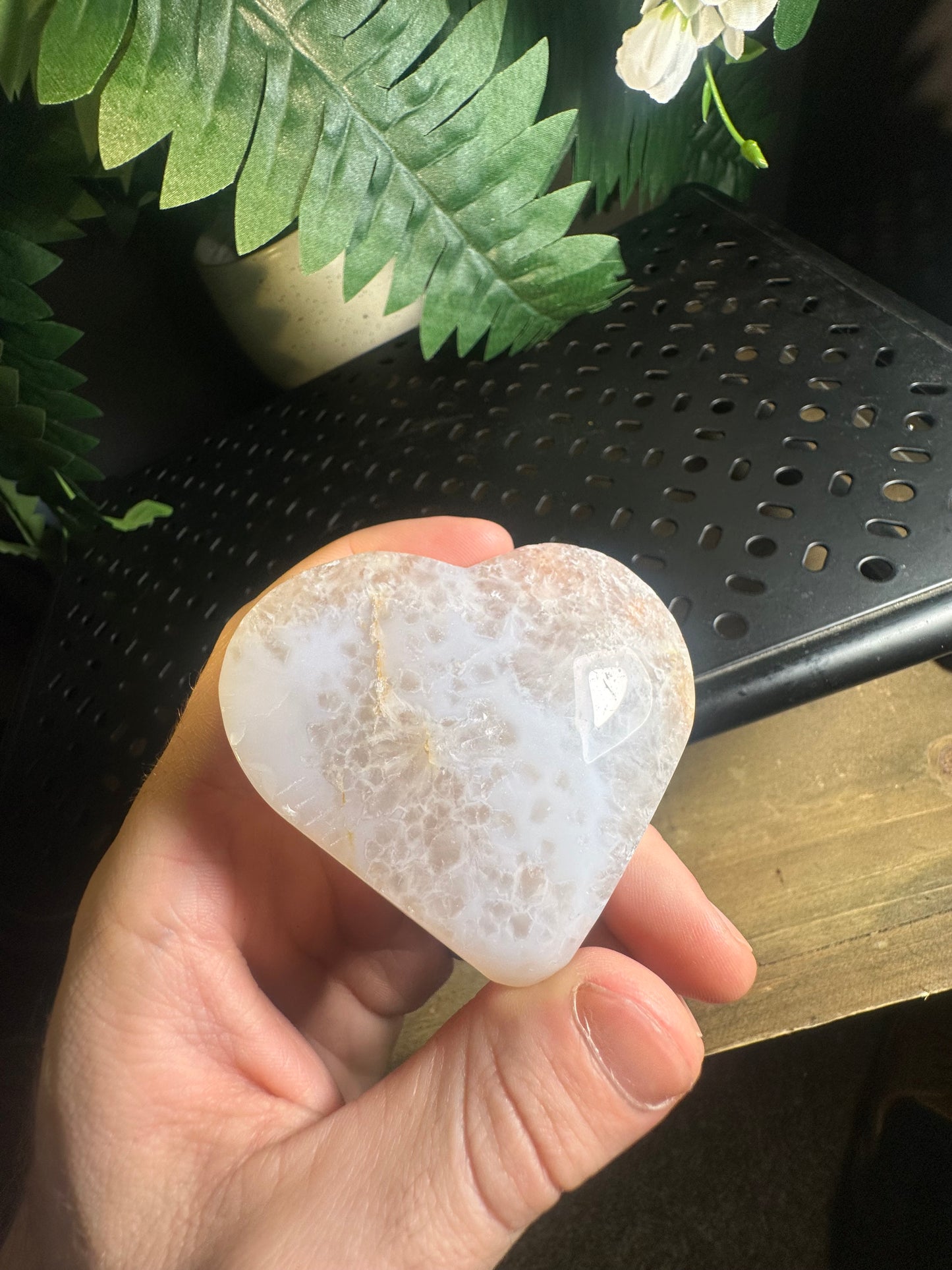 Flower Agate Crystal Heart