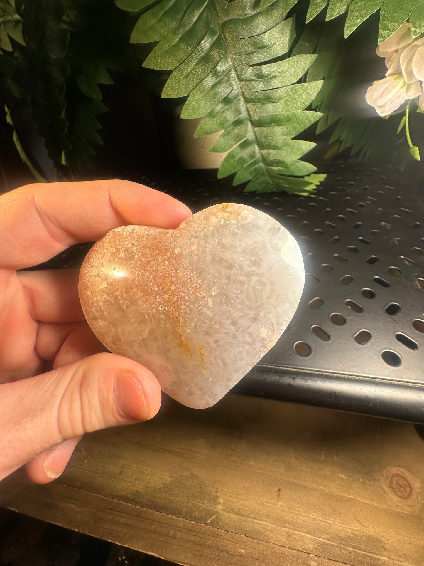 Flower Agate Crystal Heart