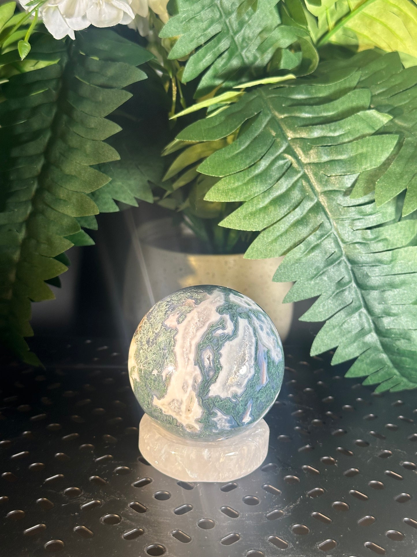 Moss Agate Crystal Sphere