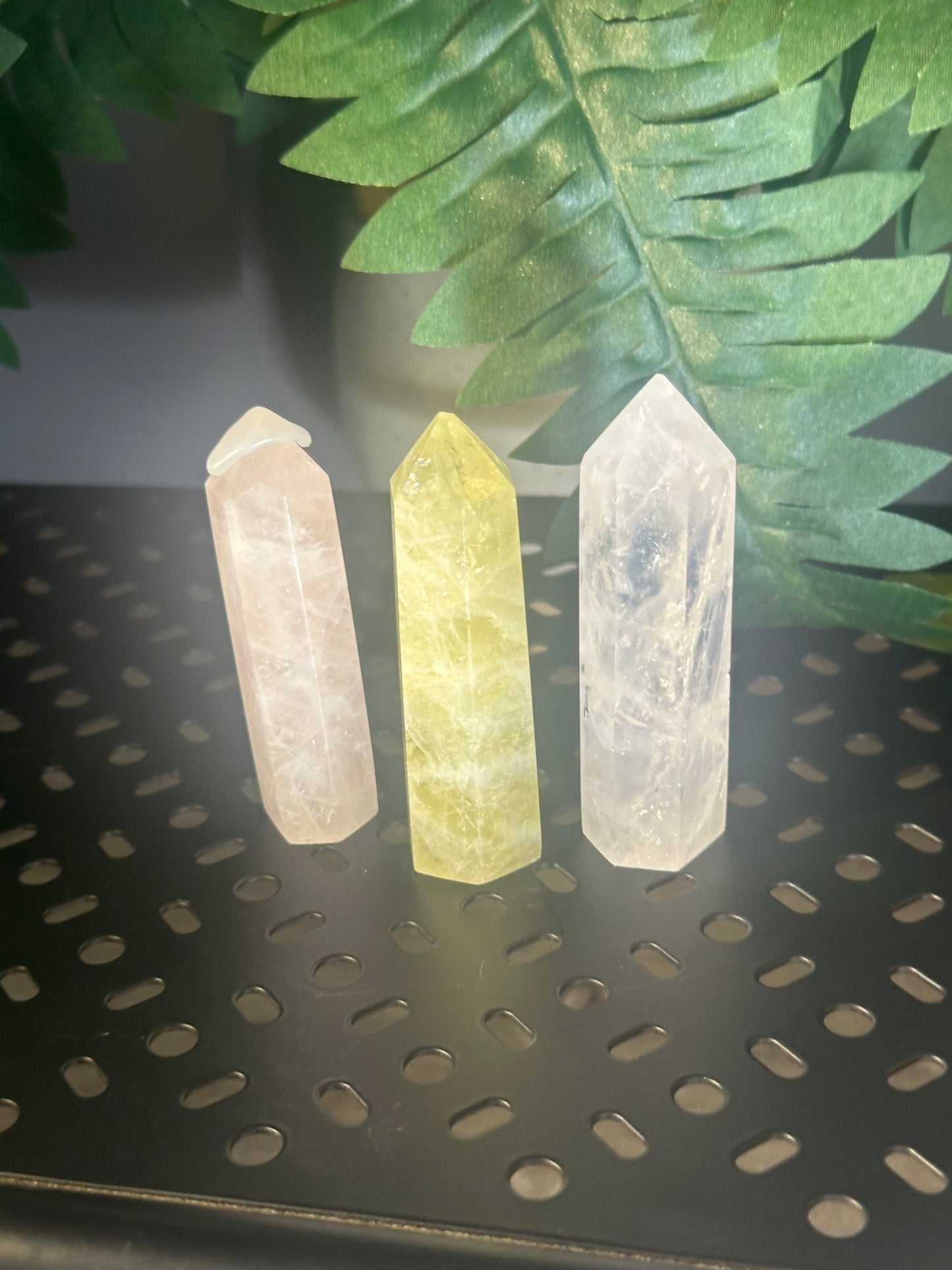 Clear & Rose Quartz + Citrine 3pcs. Crystal Obelisk Pack