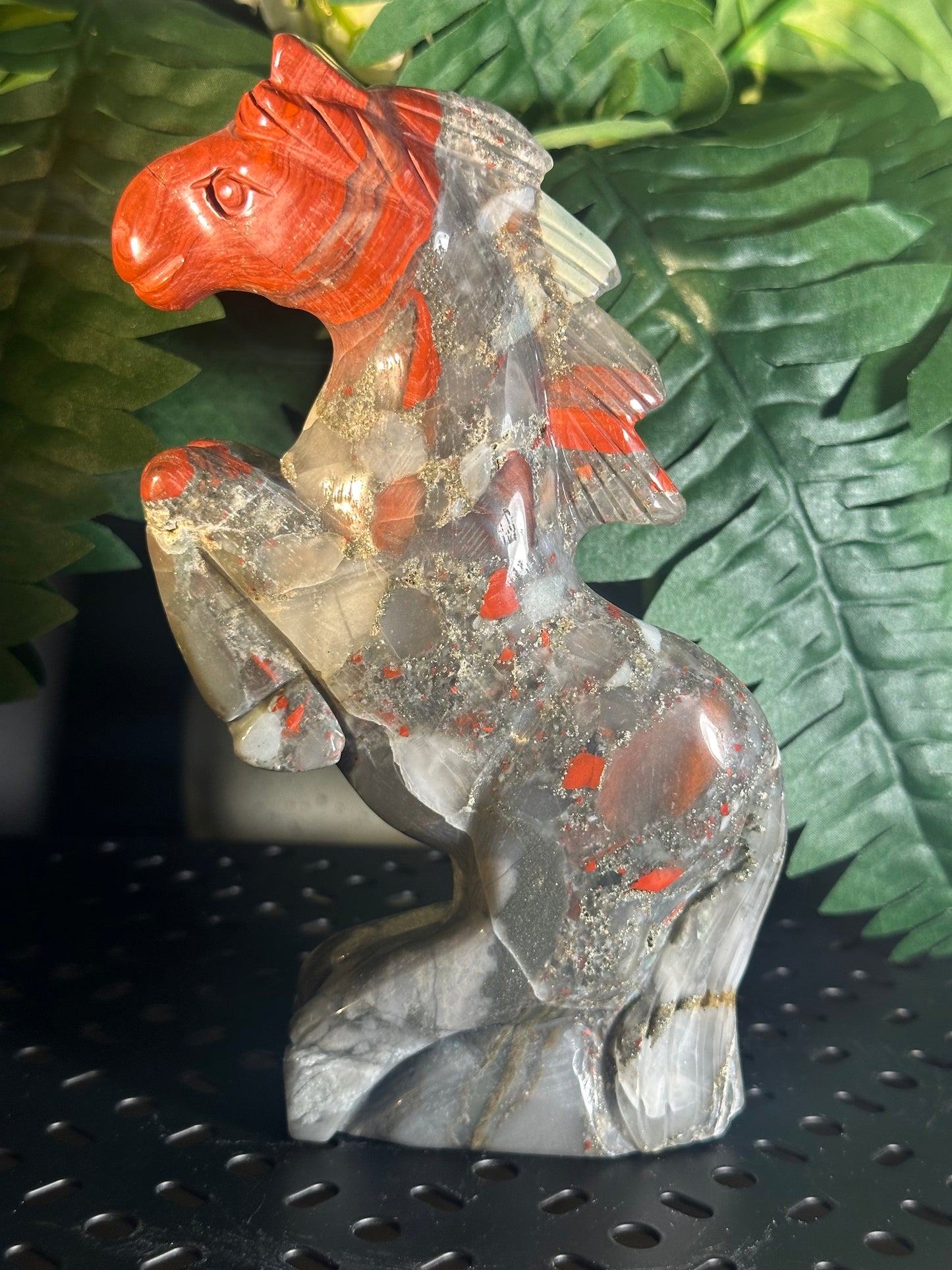 African Bloodstone Crsytal Horse Sculpture