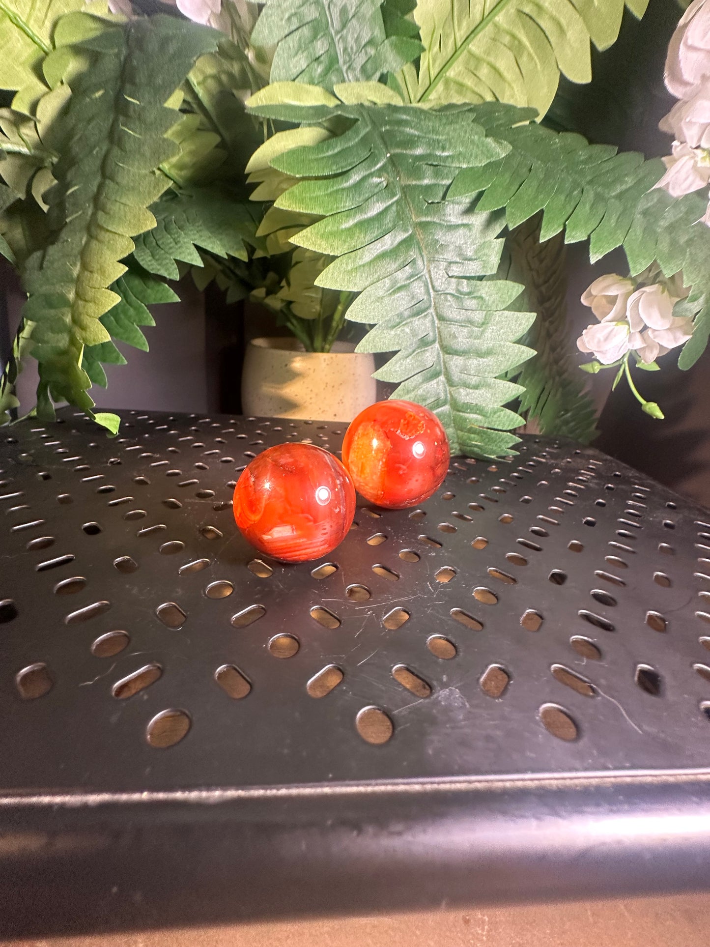 Carnelian Crystal Palm Spheres