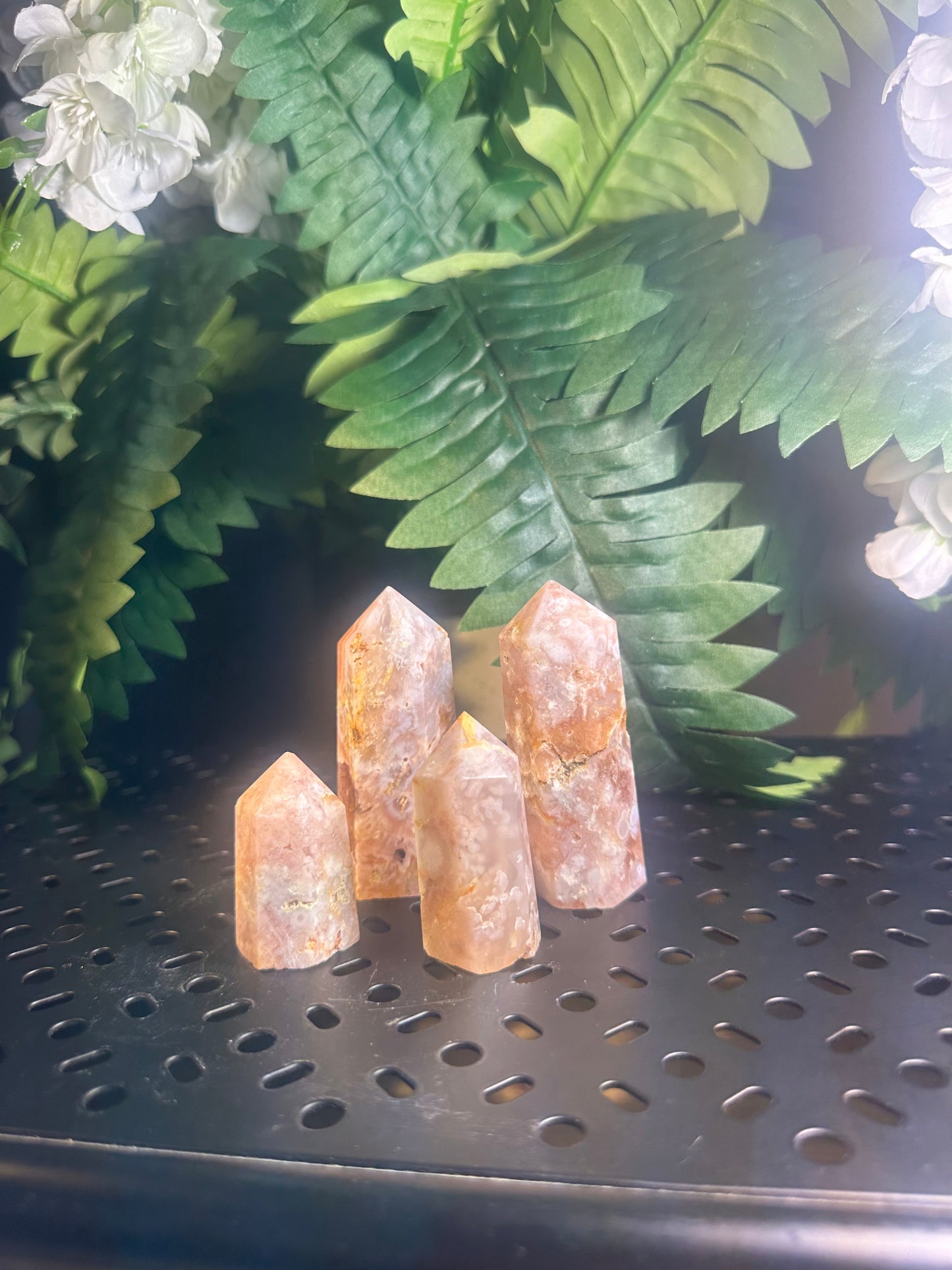 Flower Agate 4pcs. Crystal Obelisk Package