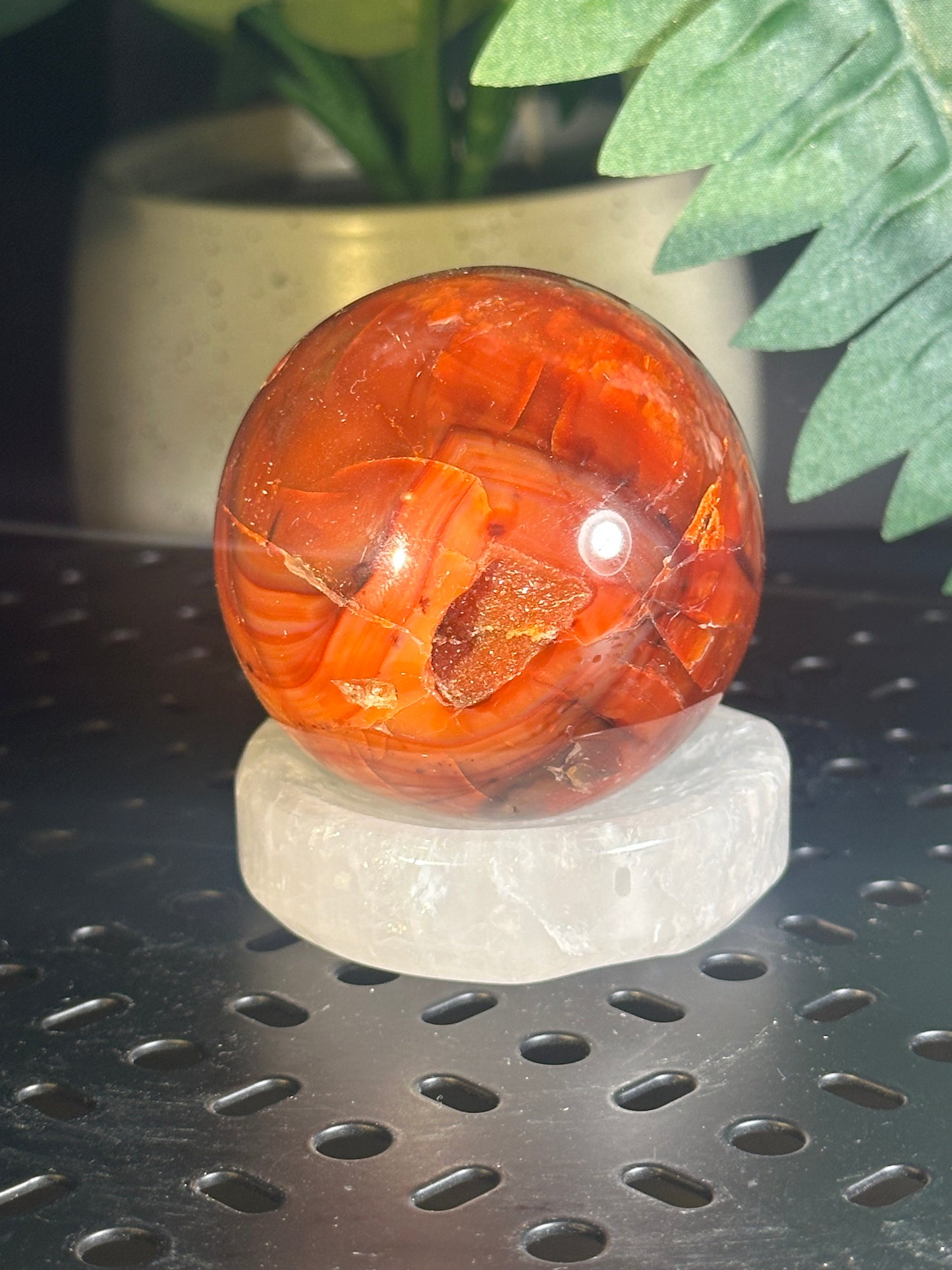 Carnelian Druzy Crystal Sphere