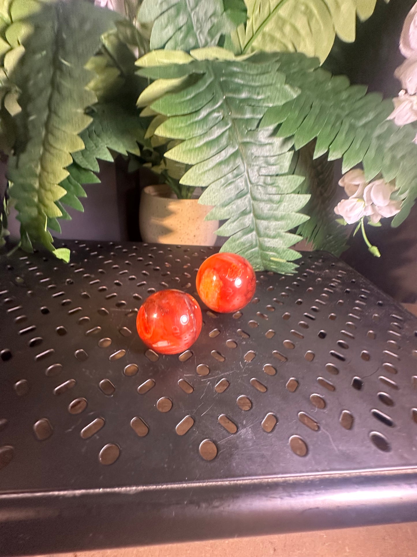 Carnelian Crystal Palm Spheres