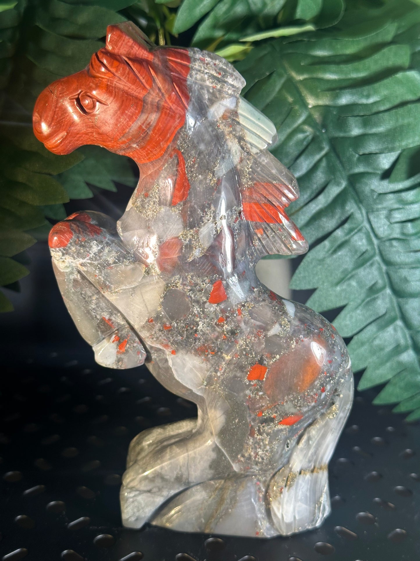 African Bloodstone Crsytal Horse Sculpture