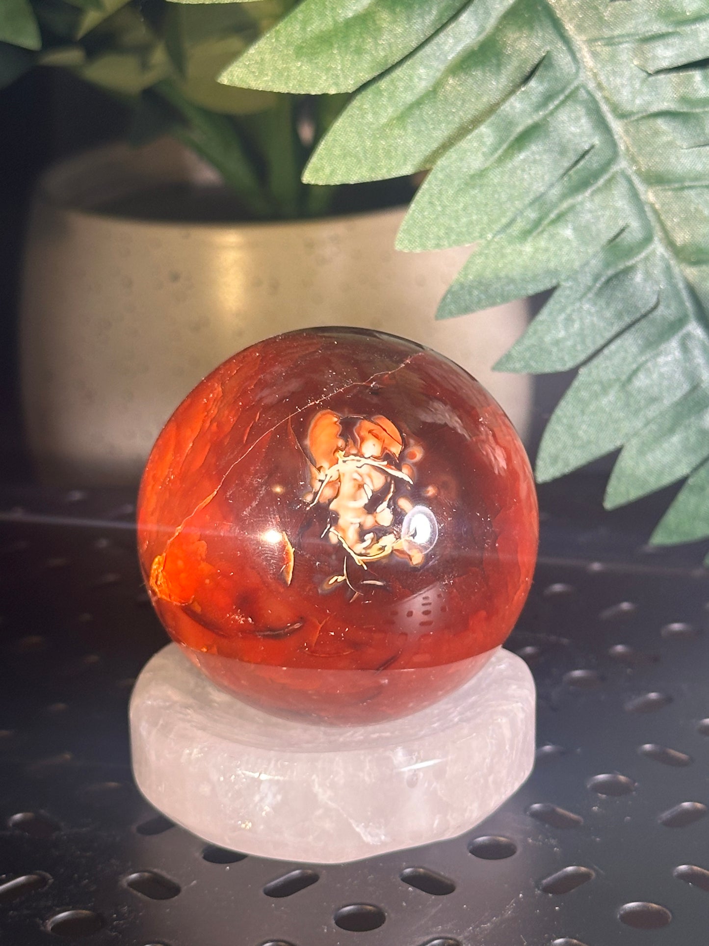 Carnelian Druzy Crystal Sphere