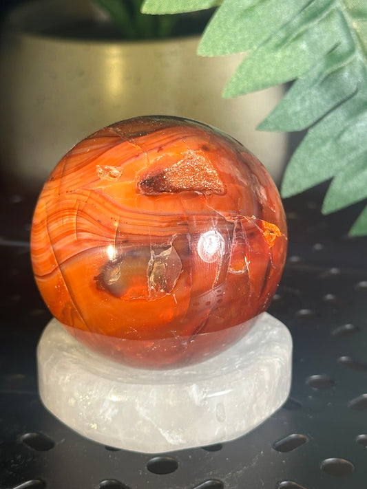 Carnelian Druzy Crystal Sphere