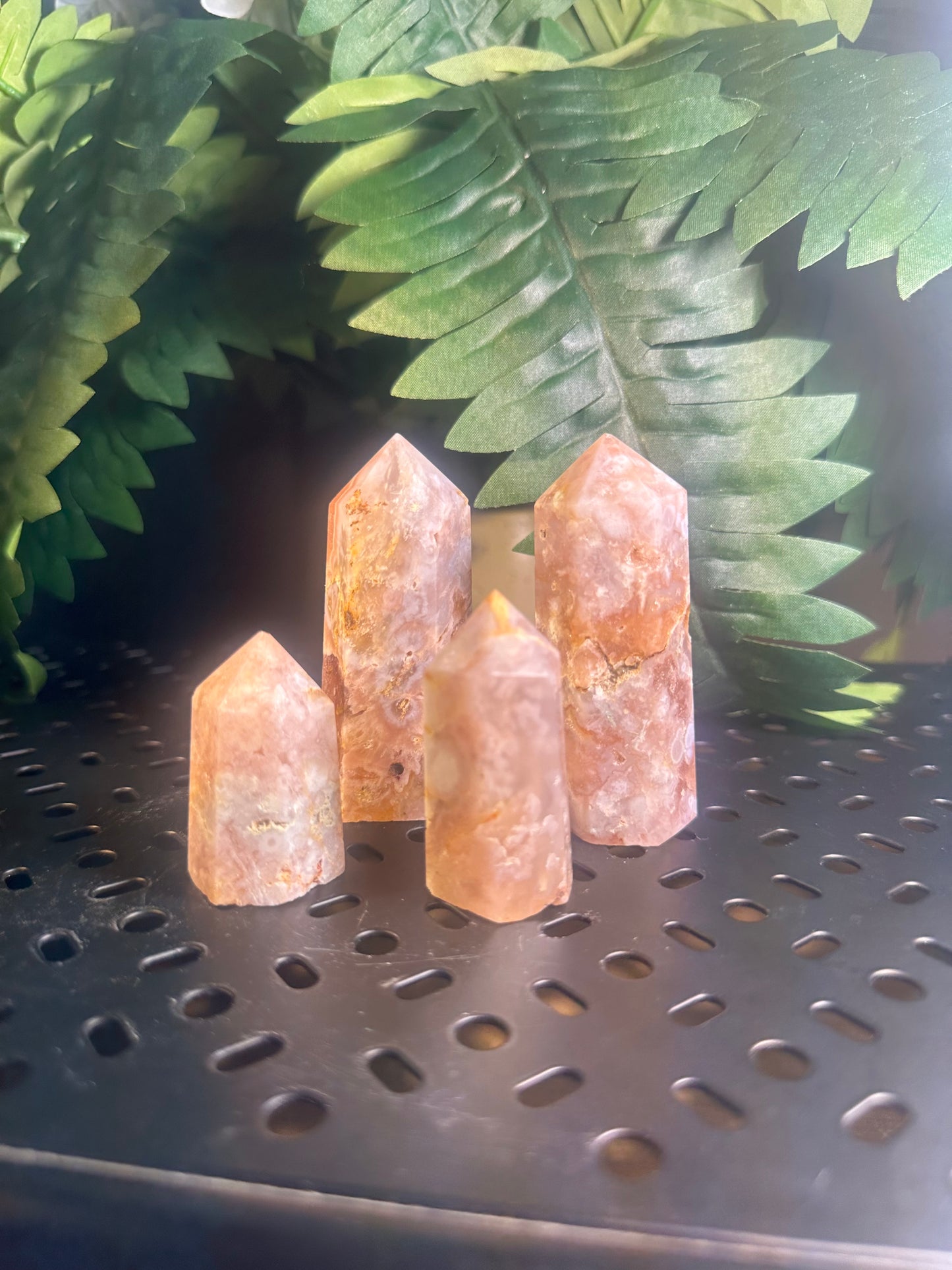 Flower Agate 4pcs. Crystal Obelisk Package