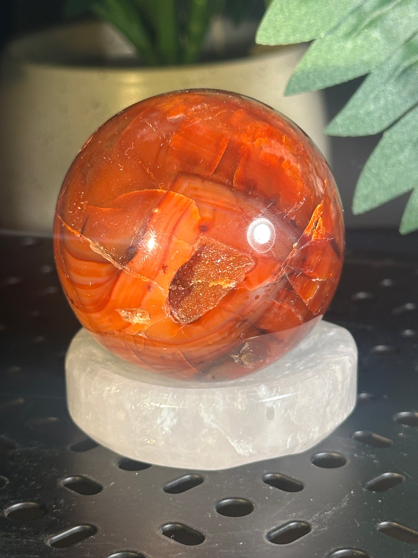 Carnelian Druzy Crystal Sphere