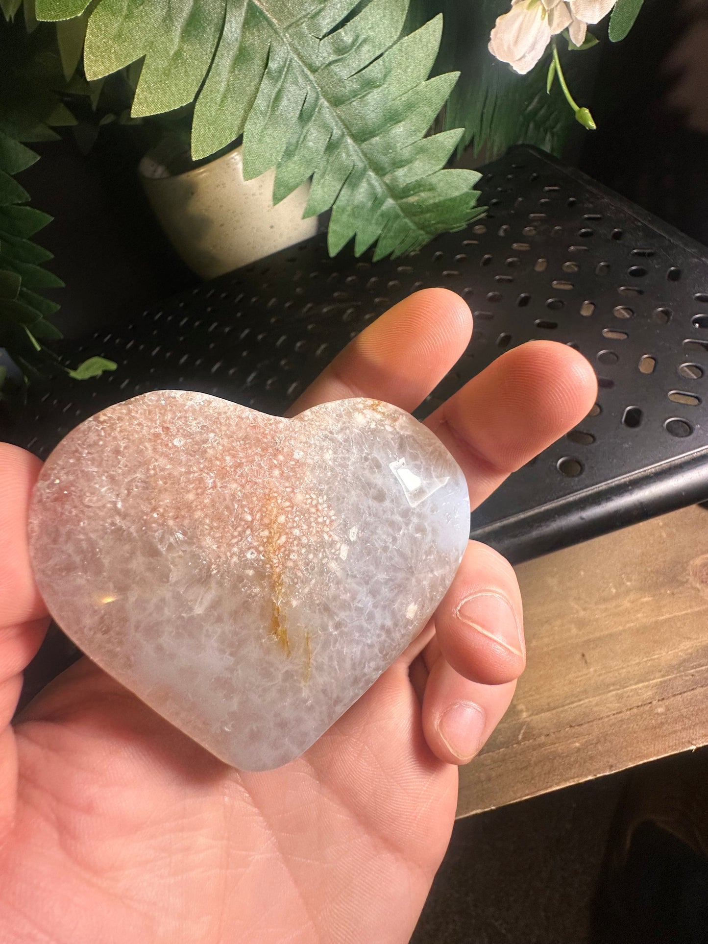 Flower Agate Crystal Heart