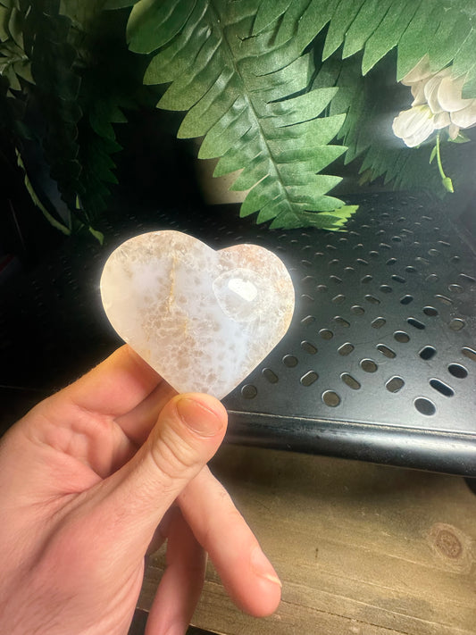 Flower Agate Crystal Heart