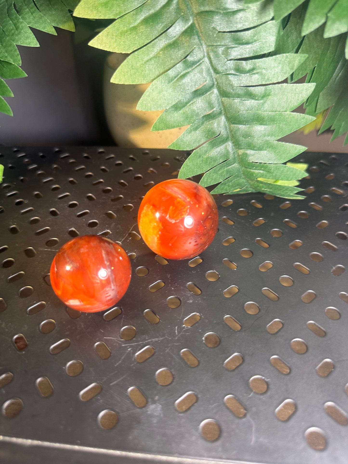 Carnelian Crystal Palm Spheres