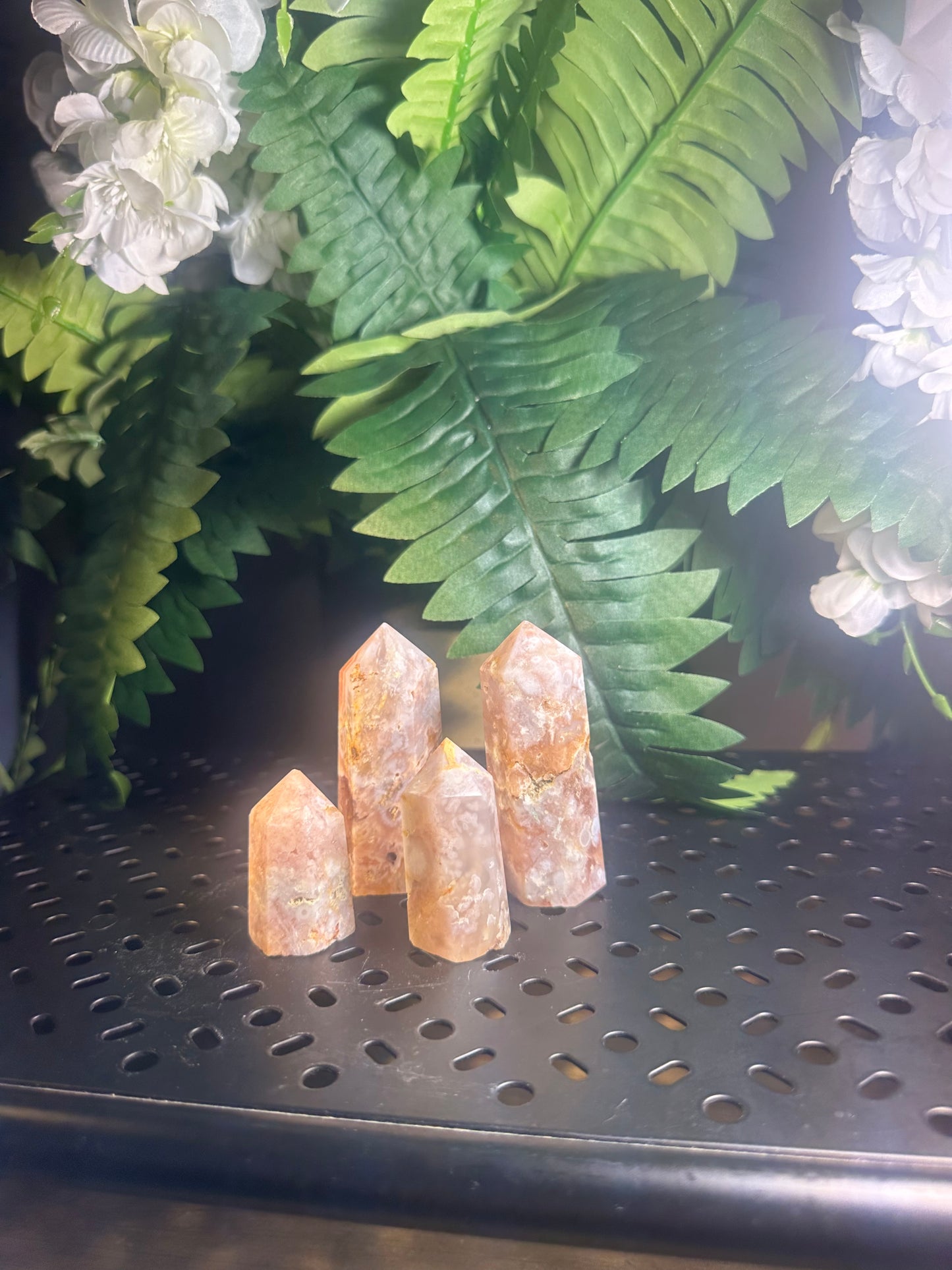 Flower Agate 4pcs. Crystal Obelisk Package