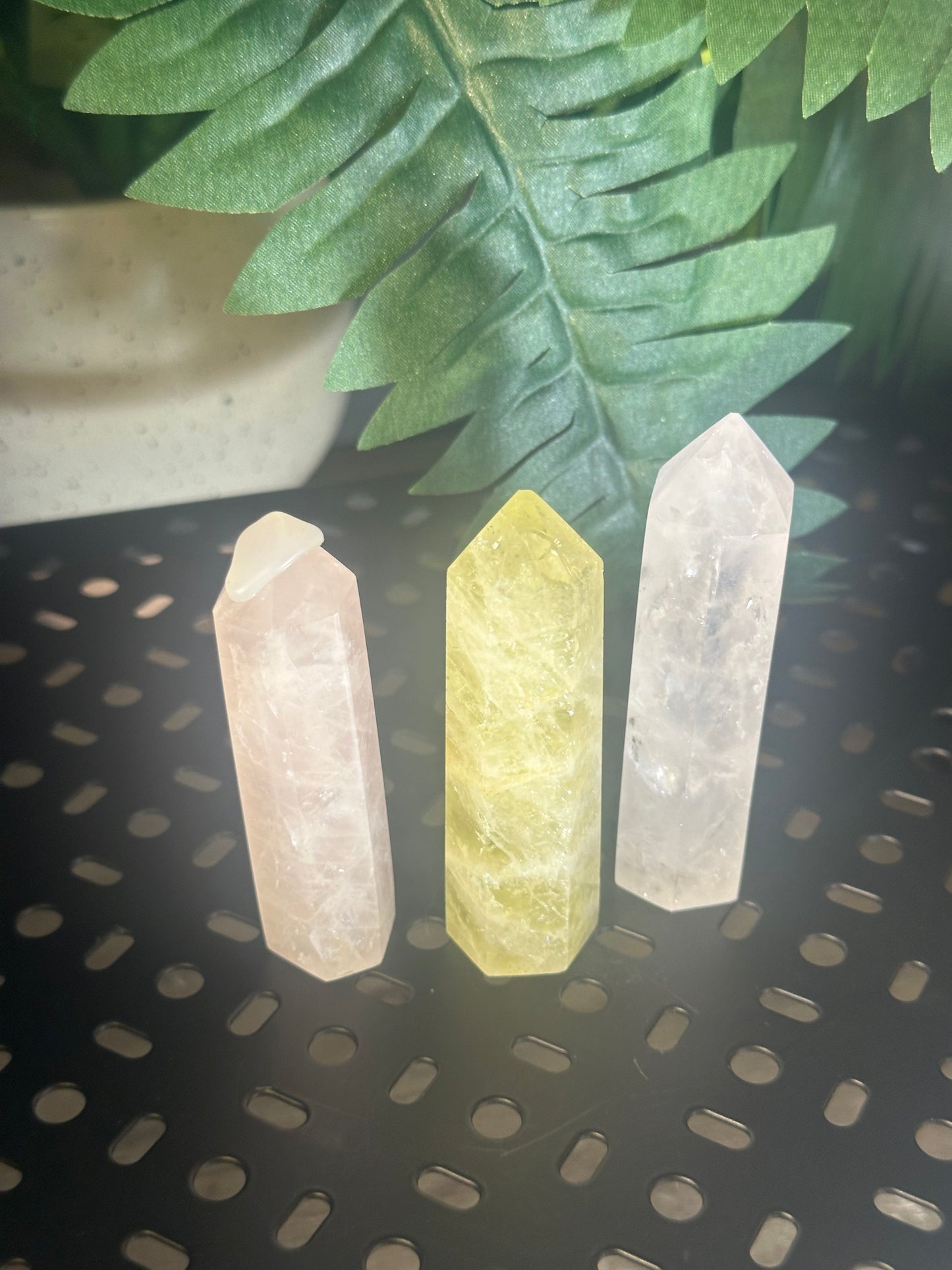 Clear & Rose Quartz + Citrine 3pcs. Crystal Obelisk Pack