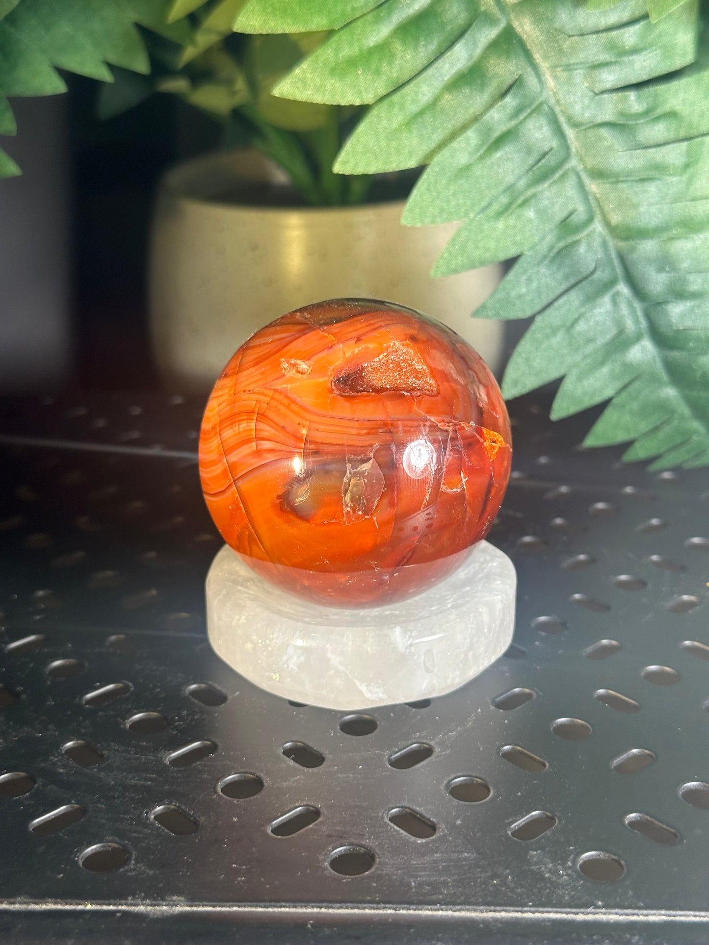 Carnelian Druzy Crystal Sphere