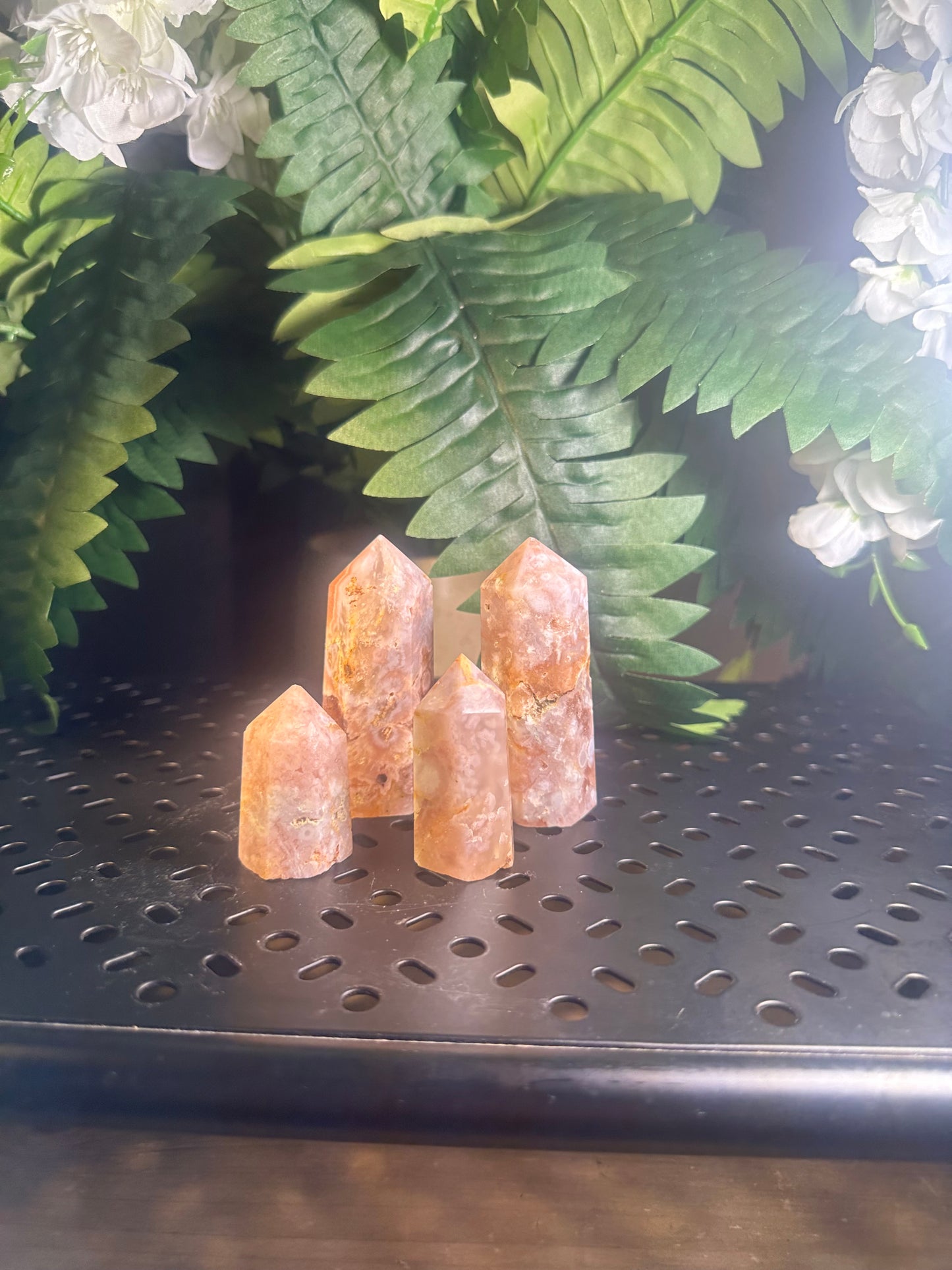 Flower Agate 4pcs. Crystal Obelisk Package