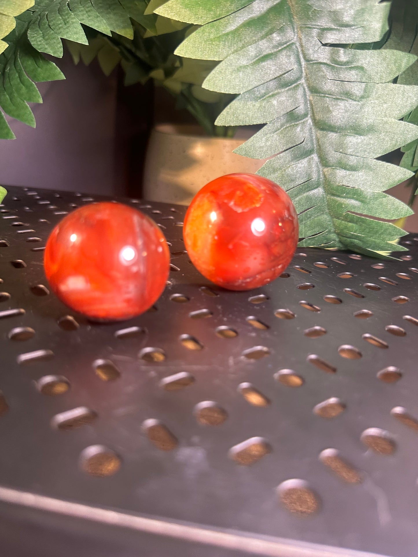 Carnelian Crystal Palm Spheres